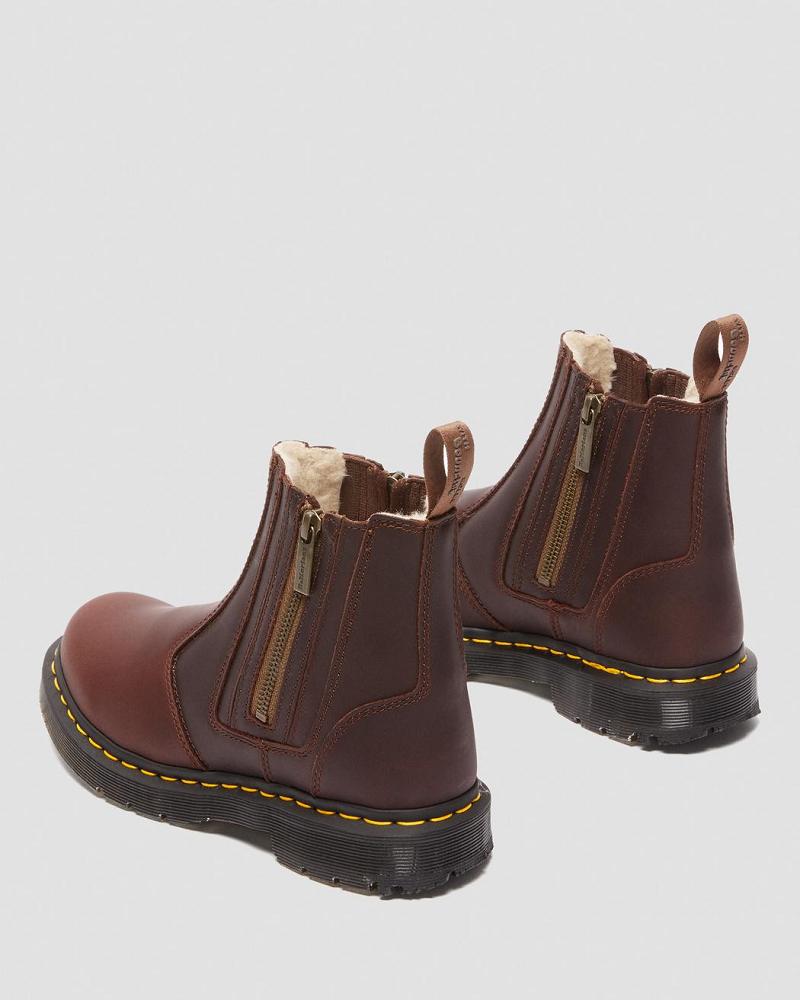 Brown Women's Dr Martens 2976 DM's Wintergrip Zip Ankle Boots | CA 23HAP